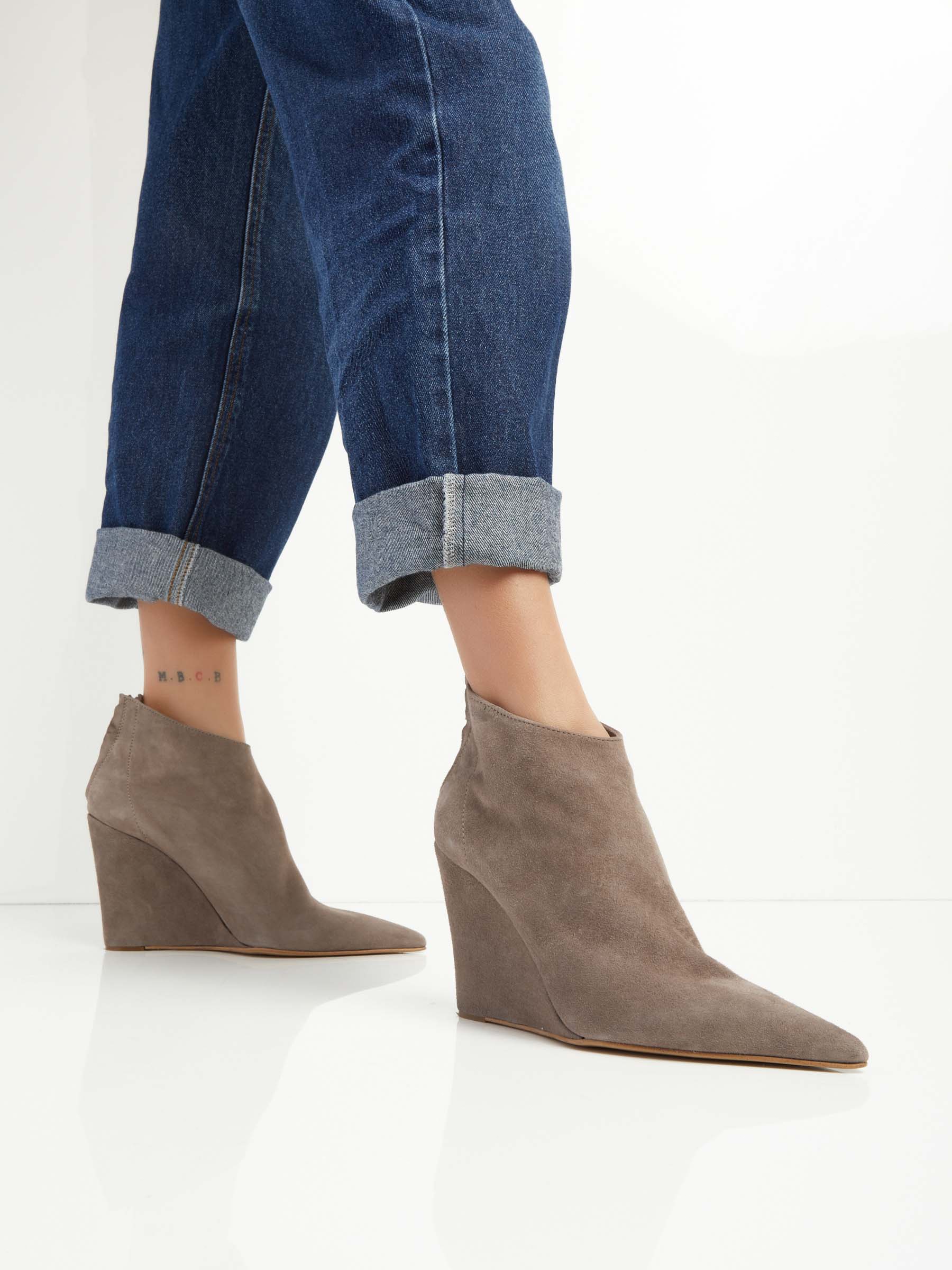 Wedge Leather Ankle Boots F0545554-0468 Negozio Online